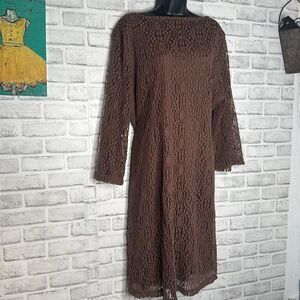 Sharagano Brown Lace Layered Dress Size 22W